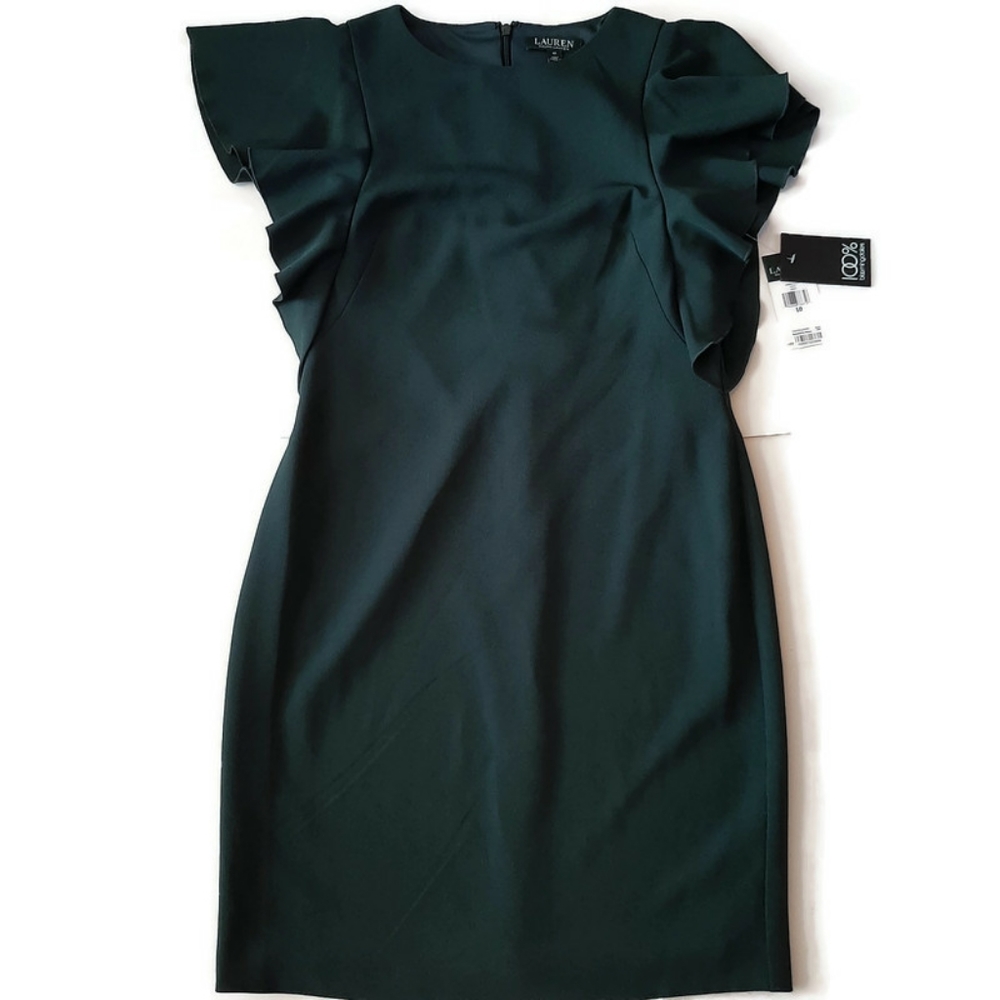 RALPH LAUREN new green flutter sleeve dress - Picture 5 of 8